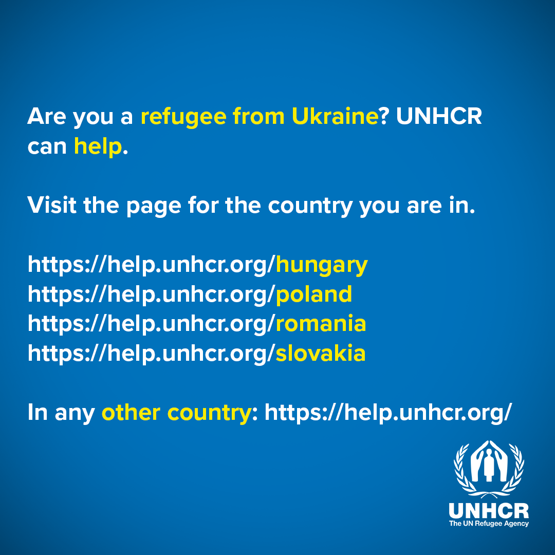 If you are a refugee from Ukraine, UNCHR can help. Please visit https://help.unchr.org