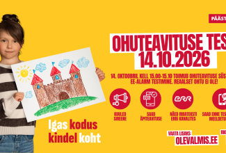 14. oktoobril kell 15.00-15.10 toimub ohuteavituse süsteemi ee-alarm testimine, reaalset ohtu ei ole. kuuled sireene, saad äpiteavituse, näed ribateksti ERR kanalites, saad enne testi SMSiga meeldetuletuse. vaata lisaks olevalmis.ee. riigiinfo 1247.